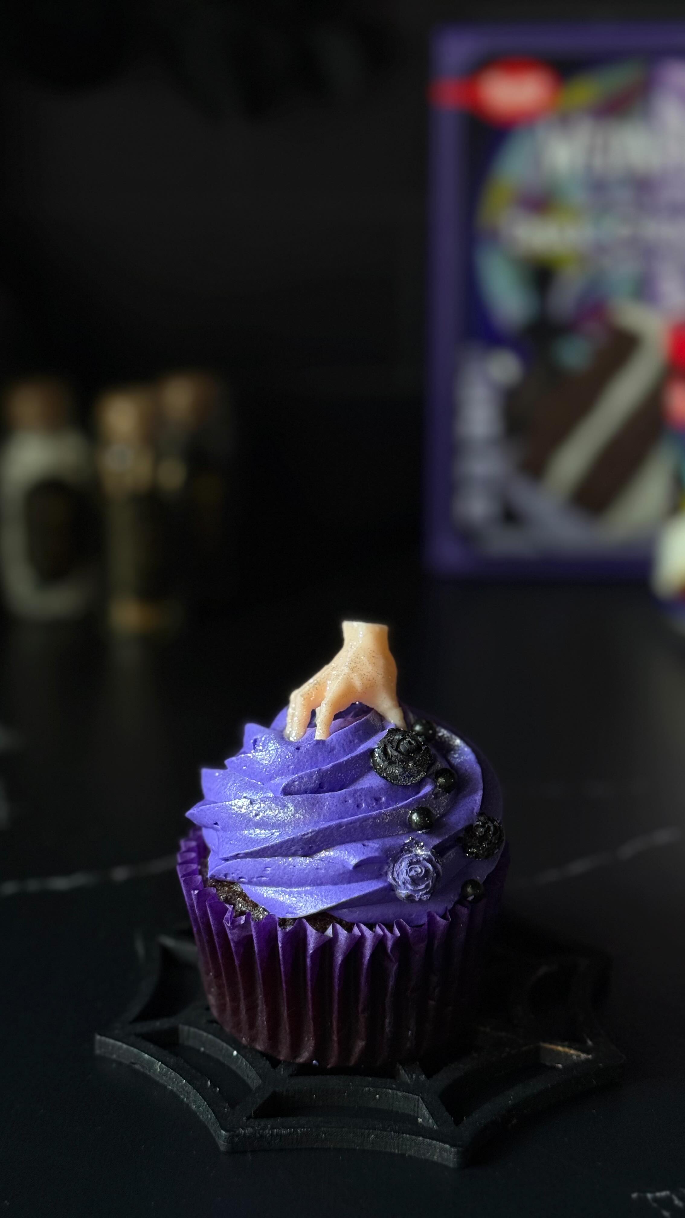 Instagram post by @sugarpusher for Betty Crocker. Caption reads: Easy Wednesday inspired cupcakes made with the....