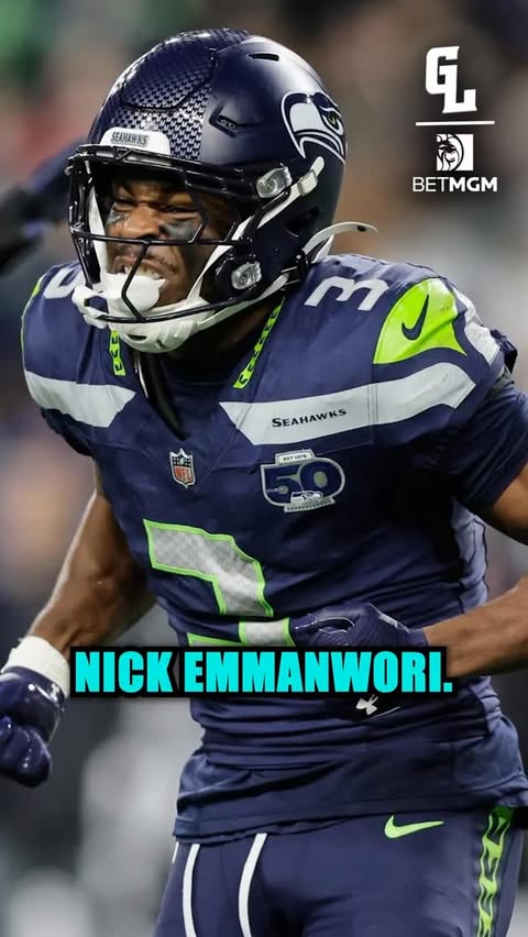 Instagram post by @greenlightpod for BetMGM. Caption reads: Don’t be surprised when Nick Emmanwori jumps off....