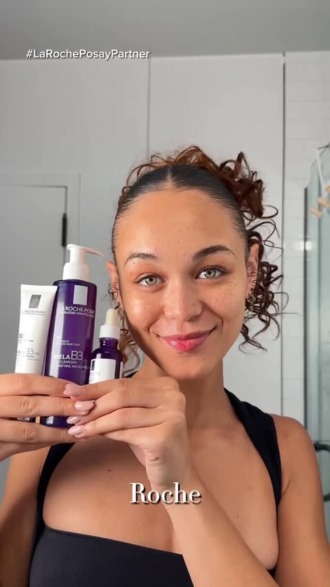 Instagram post by @devynwinkler for LaRochePosayUS. Caption reads: #LaRochePosayPartner Keeping my skin clear and....