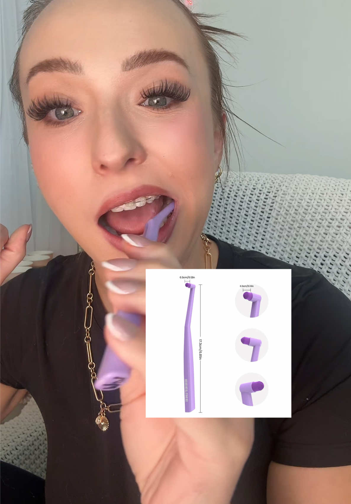 TikTok post by @elissakatem for Ceelike Oral Care. Caption reads: Just hear me out 👀 @Ceelike Oral Care #braces....