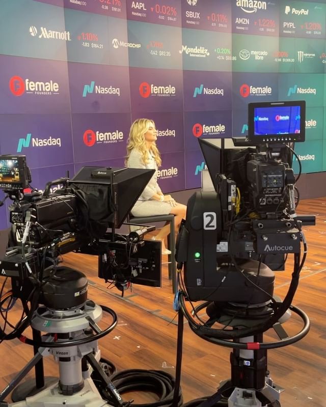 Instagram post by @iamrachelmccord for Bloomberg. Caption reads: [...] films @Nasdaq Market, now airs on @bloomberg....