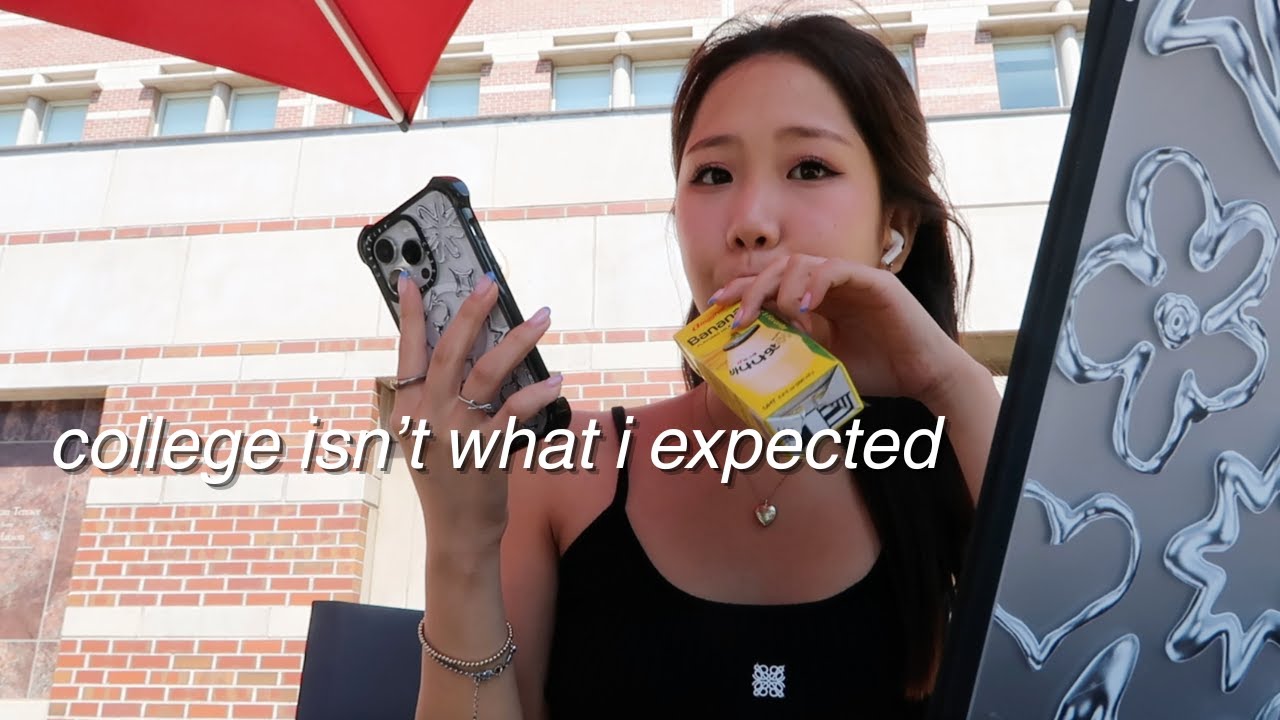 YouTube post by @sheena for LEWKIN. Caption reads: what they don't tell you about college + tips FOR....