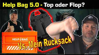 YouTube post by @OutdoorChiemgau for OLIGHT. Caption reads: Help Bag 5.0 vs. My Escape Backpack / BOB /....