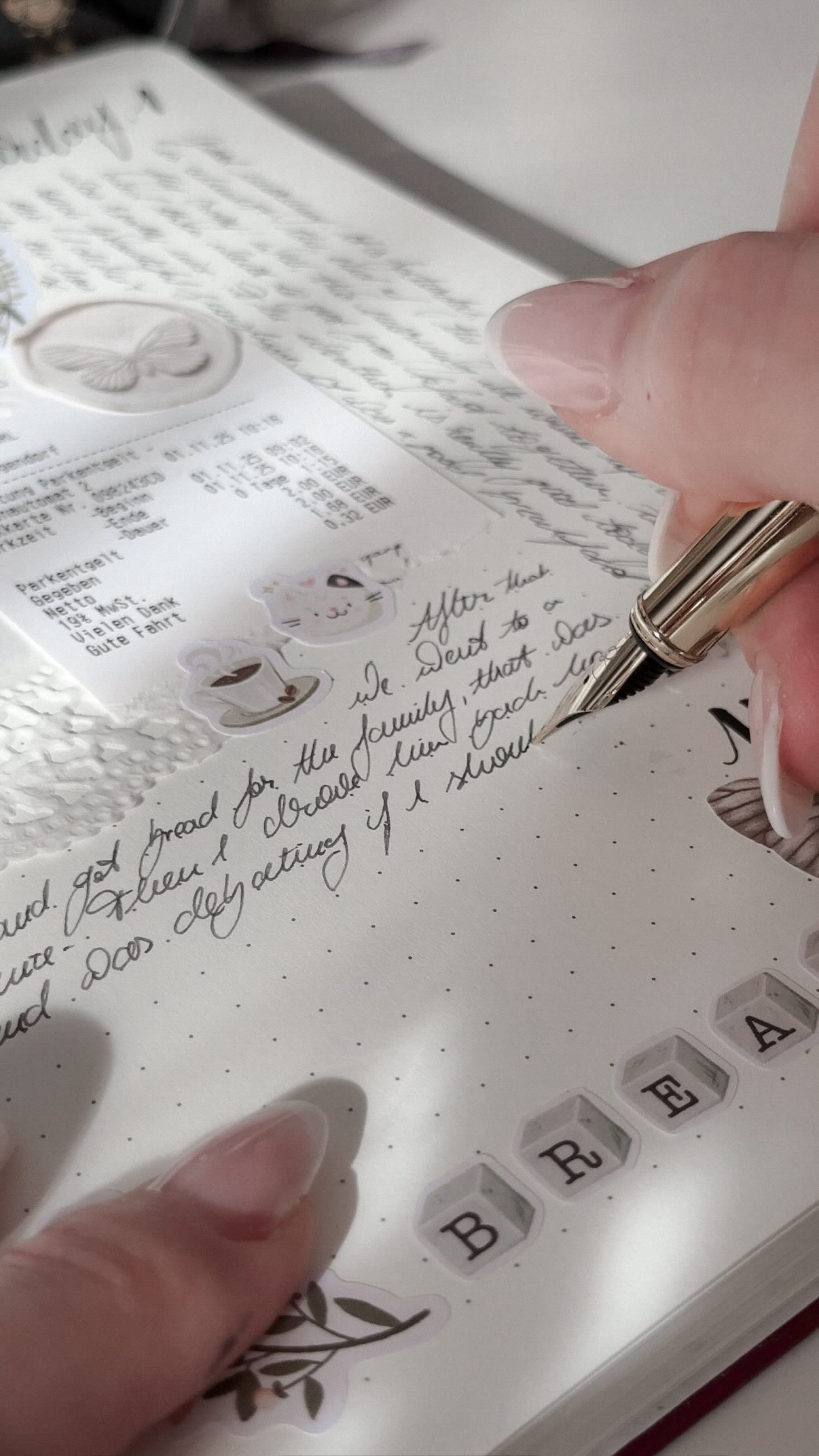 Instagram post by @bliss.journaling for Ferris Wheel Press. Caption reads: An orchestral journal with me,, 🦢🤍

I’m slowly....