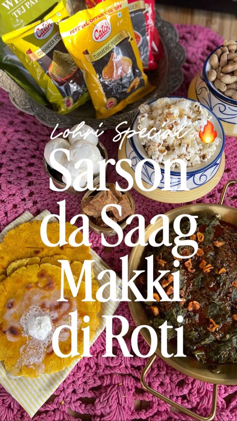 Instagram post by @my_cook_along for Catch Foods. Caption reads: Lohri Special - "Sarson da Saag te Makke di Roti"....