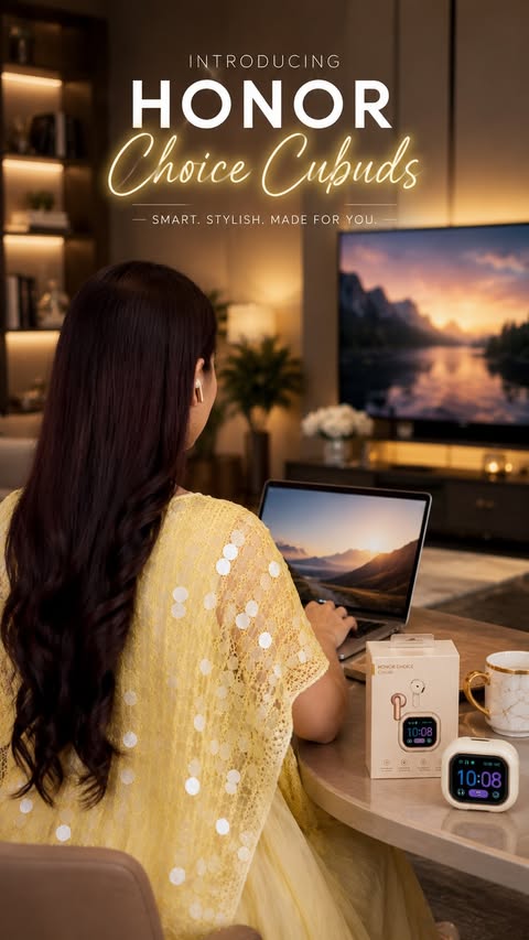 Instagram post by @mom_trending for HONOR Arabia. Caption reads: #HONOR #HONORCuBuds @honorarabia.