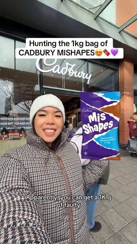 Instagram post by @angelina.pj for Cadbury. Caption reads: GUYS WILL I FINALLY FIND THE CADBURY MISHAPES?!!....