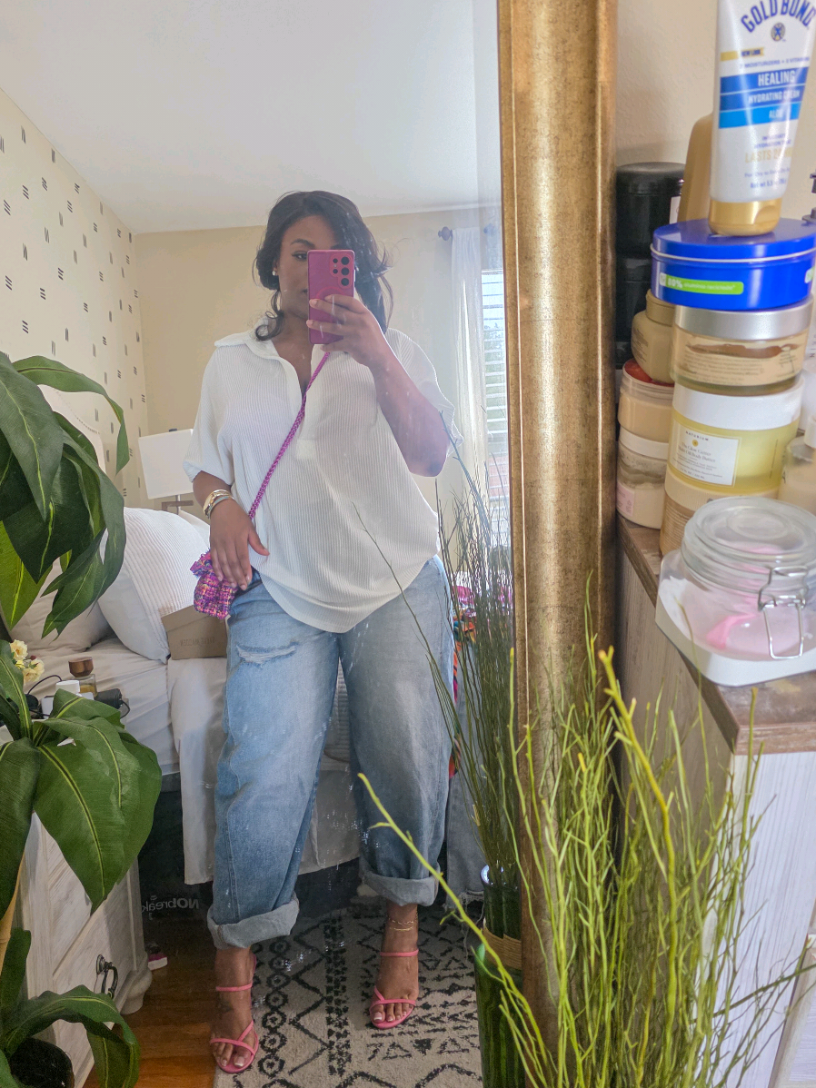 TikTok post by @brittbratstyles for ALDO Shoes. Caption reads: Brunch Outfit #ootd #style #chic #barreljeans....