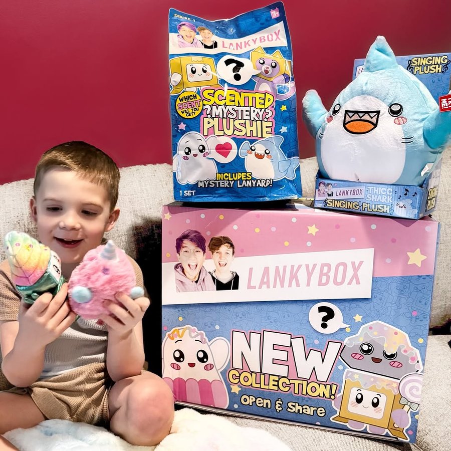 Instagram post by @dunnfamilyfun for Bonkers Toys. Caption reads: It’s all about the plush!🦈👻🐱 
#sponsored The....