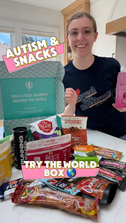 Instagram post by @averysautismadventures for Try The World. Caption reads: #ad We tried a Try The World international snack....
