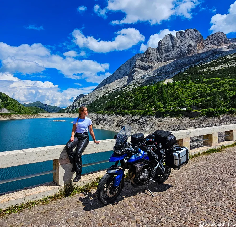 Instagram post by @saskiaaniko for Triumph Motorcycles. Caption reads: January is almost over. This means, the hardest....