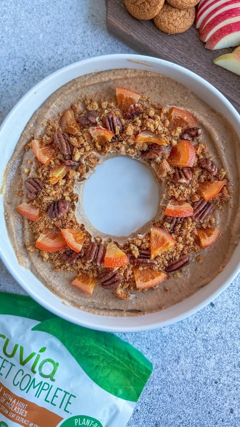 Instagram post by @makefoodlovely for Truvia. Caption reads: [...] dessert hummus wreath made with @truvia....