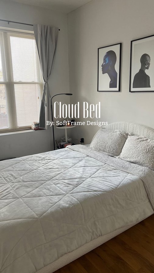 Instagram post by @ohwawa_ for Softframe Designs. Caption reads: [...] get a new headboard + bed frame!....