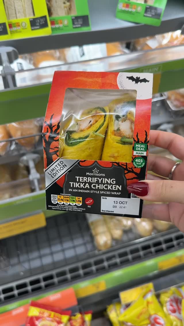 Instagram post by @newfoodspotteruk for Morrisons. Caption reads: OMG LOOK WHATS NEW IN @morrisons....
