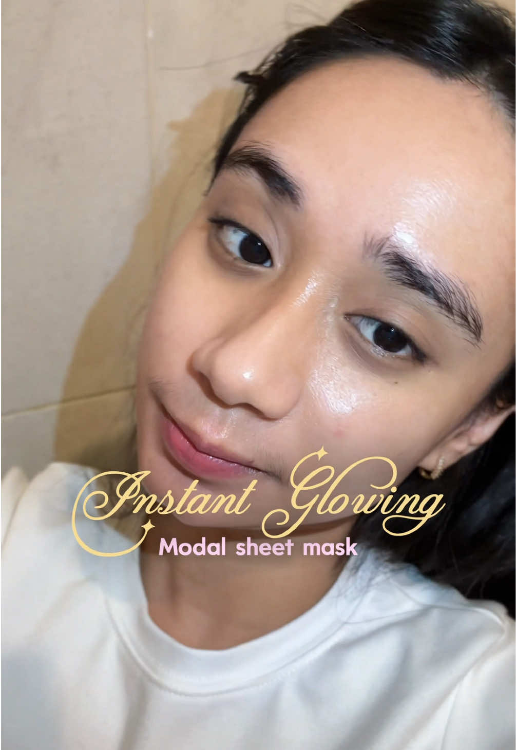 TikTok post by @rexycrush for Lanbena. Caption reads: [...] sheetmask malah bikin glowing🥹🫶🏻 @Lanbena....