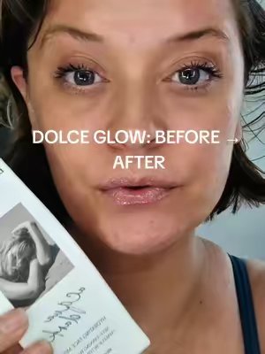 TikTok post by @glamgallerymockup for Dolce Glow. Caption reads: I’ve been using Dolce Glow for years, and when I....