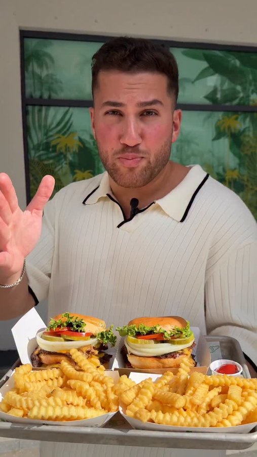 Instagram post by @mikeiseating for Shake Shack. Caption reads: TRYING THE ALL NEW BIG SHACK....