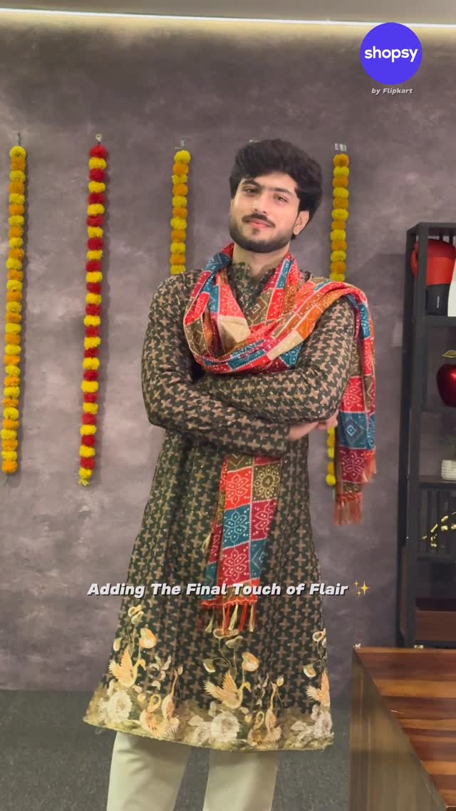 Instagram post by @iamanpandit17 for Shopsy. Caption reads: POV: Wedding season just dropped a “Theme - GREEN....