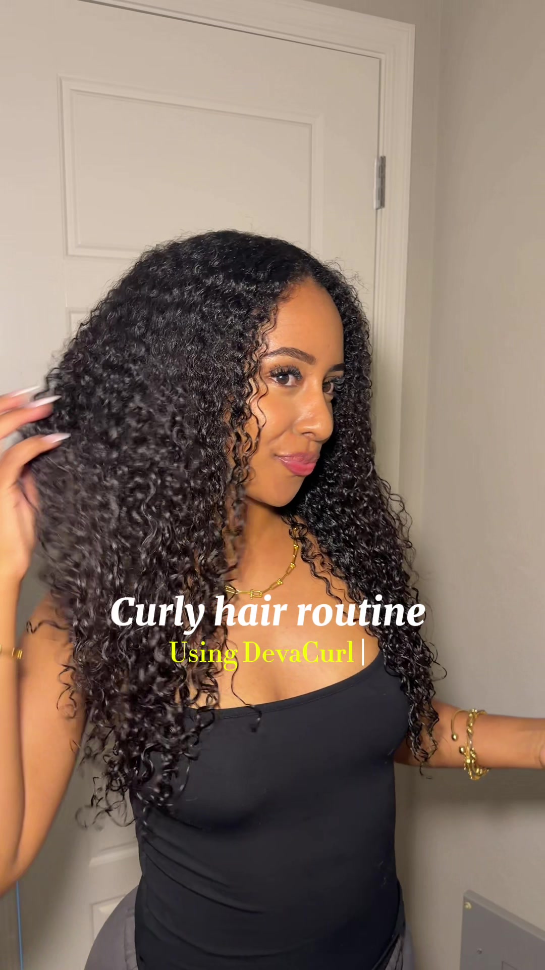 TikTok post by @hermszz for DevaCurl. Caption reads: 25% off DevaCurl. DealsForYouDays Campaign, and....