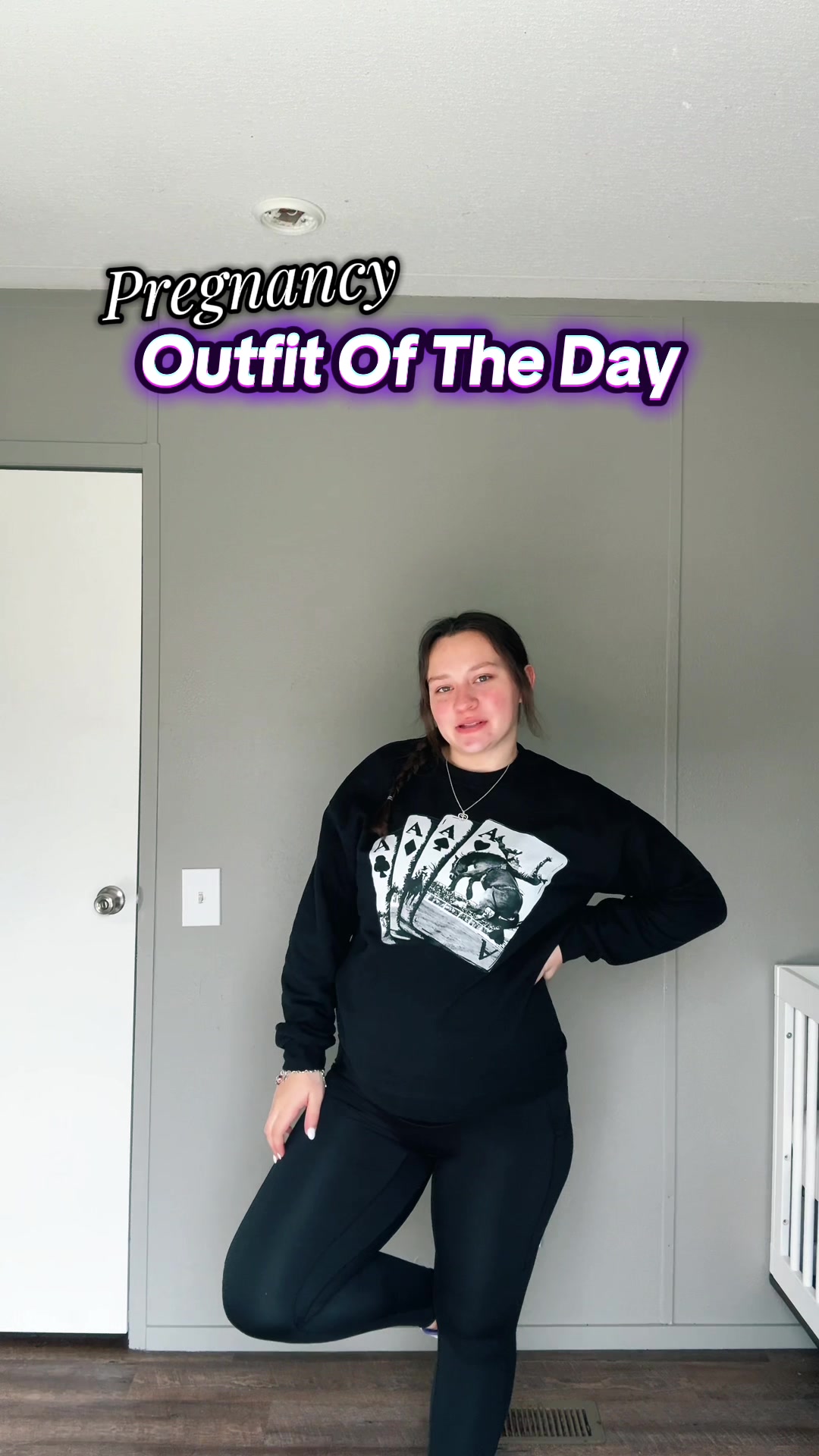 TikTok post by @tara.powell for Poshdivah. Caption reads: [...] Cute, and Comfy! 💜🤰🏻😚 Living in my....