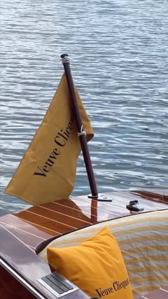 Instagram post by @olivecooke for Veuve Clicquot. Caption reads: A seaside escape at Hotel Clicquot. Incredible....