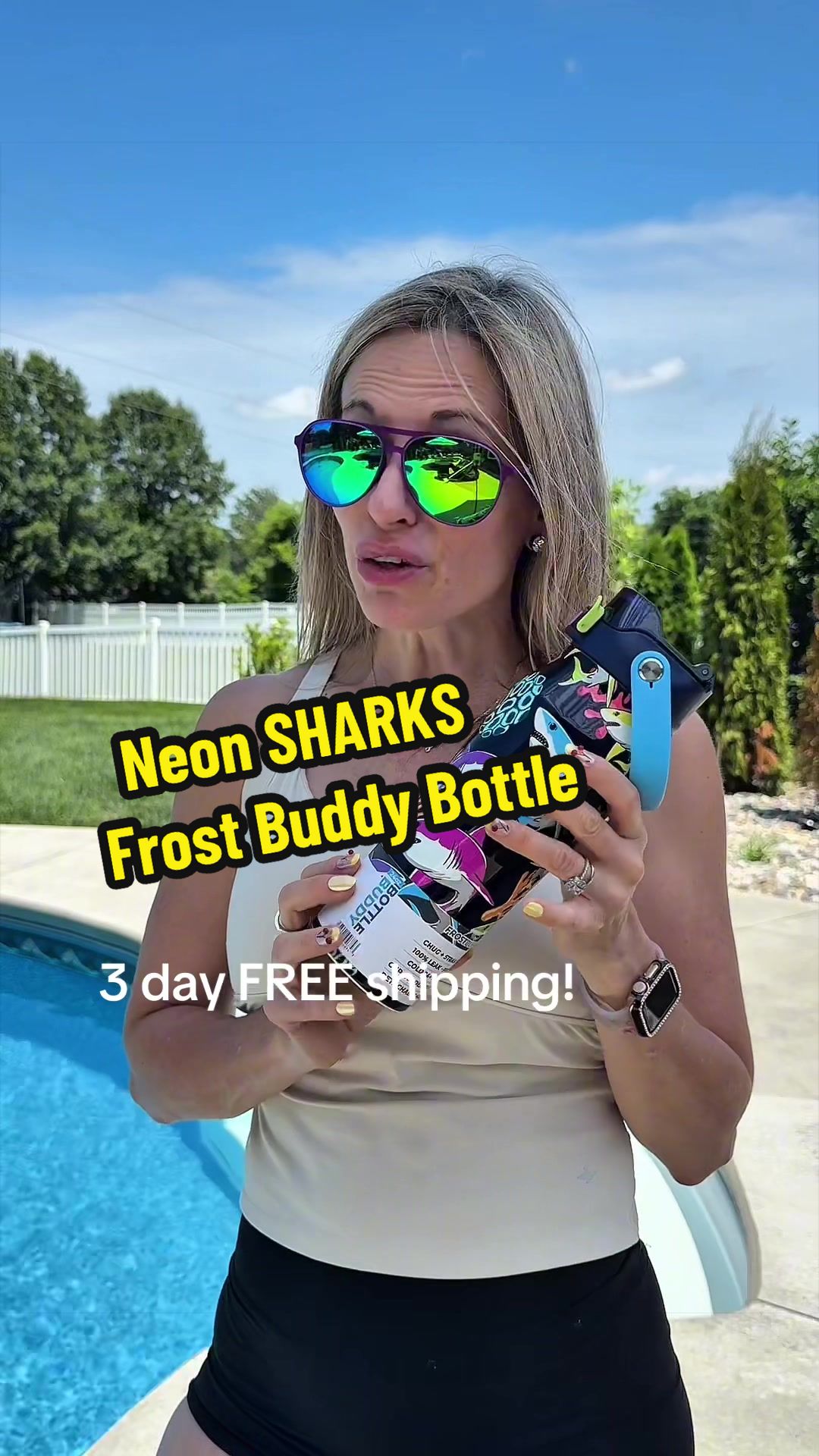 TikTok post by an influencer for Frost Buddy. Caption reads: [...] water bottle. ☀️ @Frost Buddy....