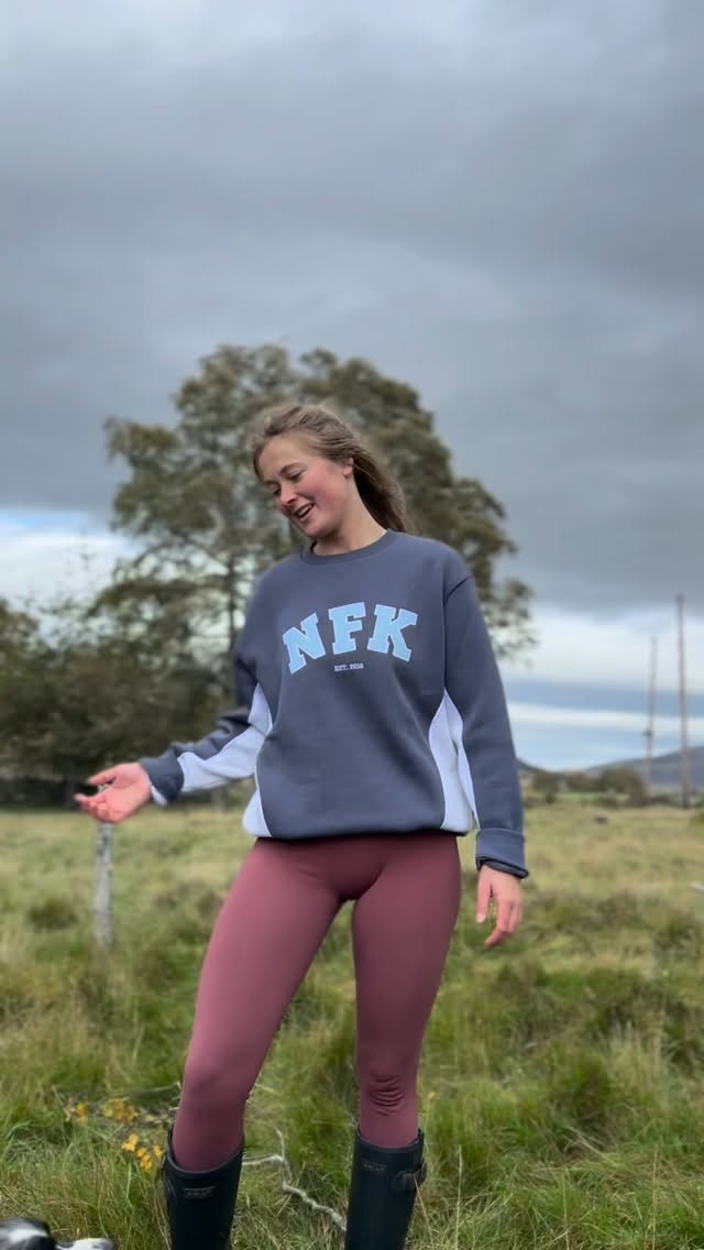 Instagram post by @mathilda.allison for Whale Of A Time Clothing. Caption reads: @whaleofatimeclothing bringing the cosy jumper....
