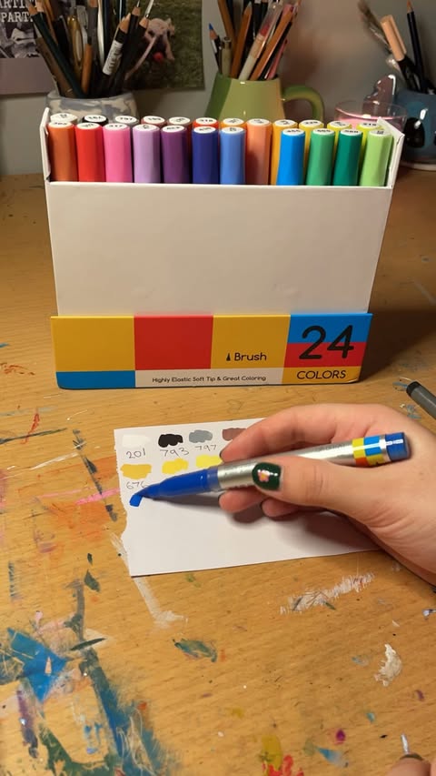 Instagram post by @artbylilyheidi for MEEDEN ART. Caption reads: NEW PENS YAY!!!!! 

I had the most exciting....