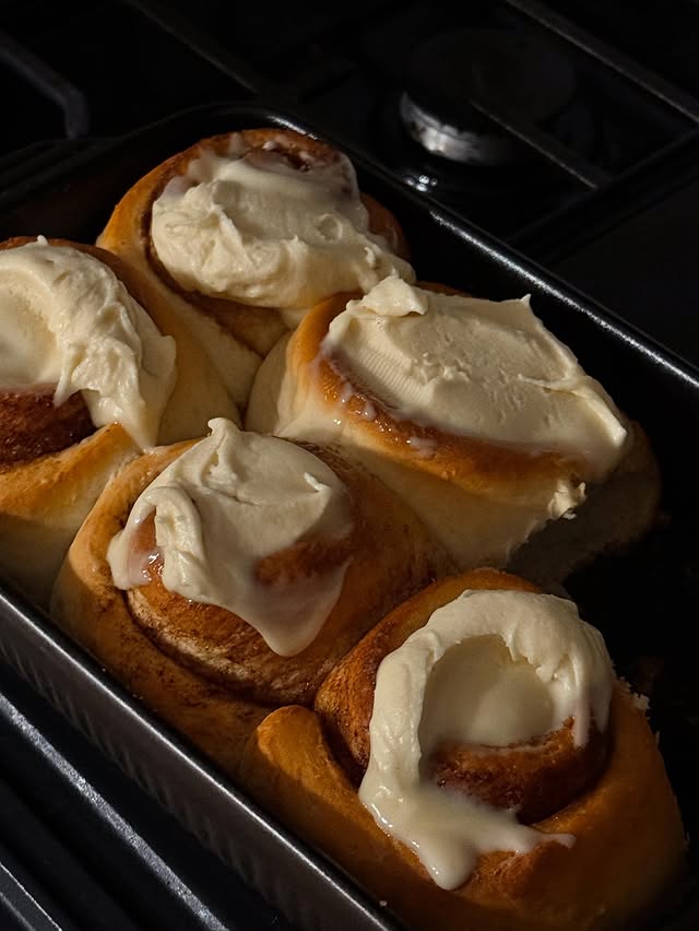 Instagram post by @atianadelahoya for Kosas. Caption reads: I’ve been baking lots of cinnamon rolls and eating....