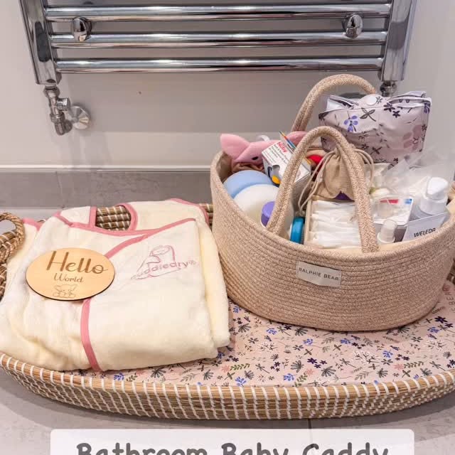 Instagram post by @create_make_and_play for Olli Ella. Caption reads: Bathroom Baby Caddy AD

@ralphie_bear_uk sent me....