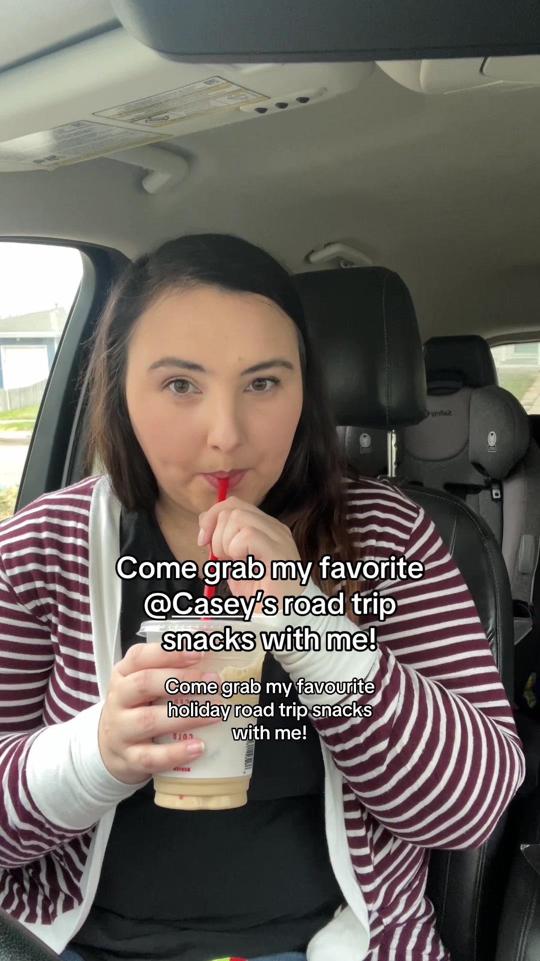 TikTok post by @thesavvysagittarius for Casey’s. Caption reads: [...] favorite road trip snack (and is it the....