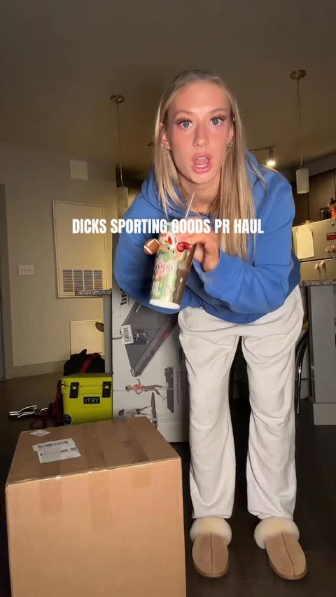 Instagram post by @rileyyamm for DICK'S Sporting Goods. Caption reads: oh my effing eff eff #DICKSgiftedme #trackandfield....