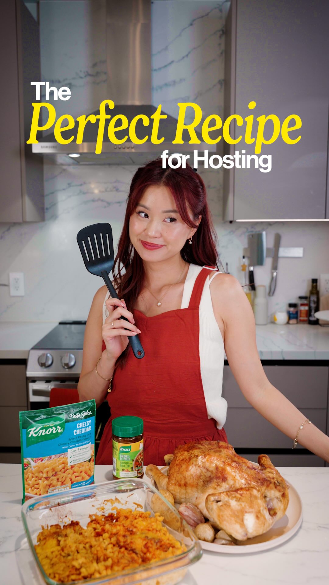 Instagram post by @chloe.shih for Knorr. Caption reads: how did I do for my first real cooking video? 🫣....