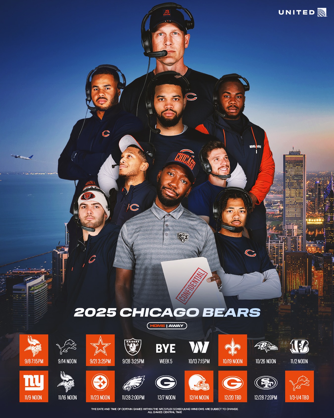 Instagram post by @chicagobears for Unite. Caption reads: For immediate release:.