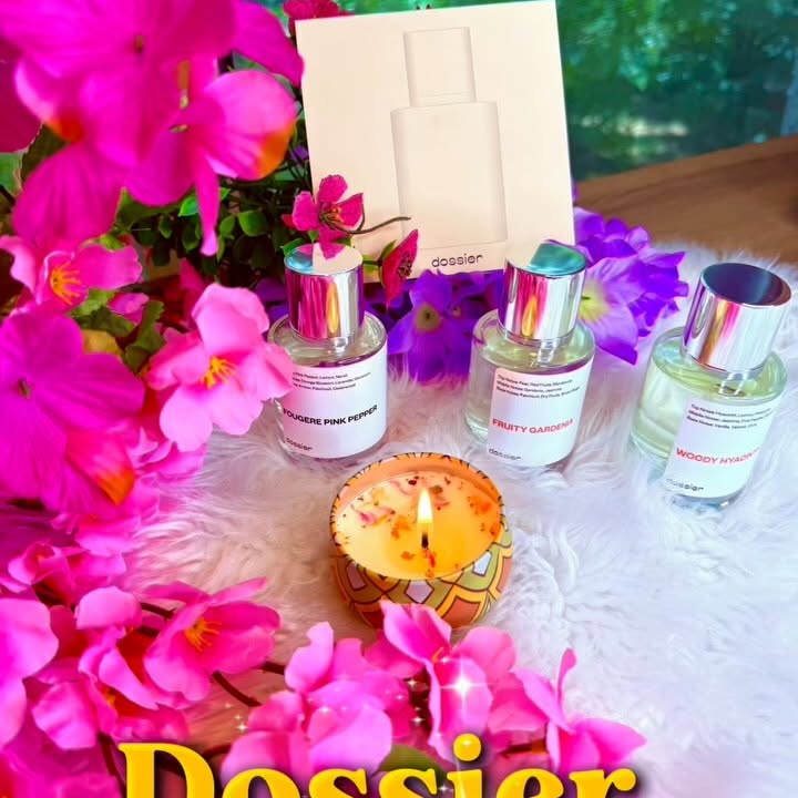 Instagram post by @rengarenkbedis for Dossier. Caption reads: 💌 I received 3 amazing perfumes from Dossier —....