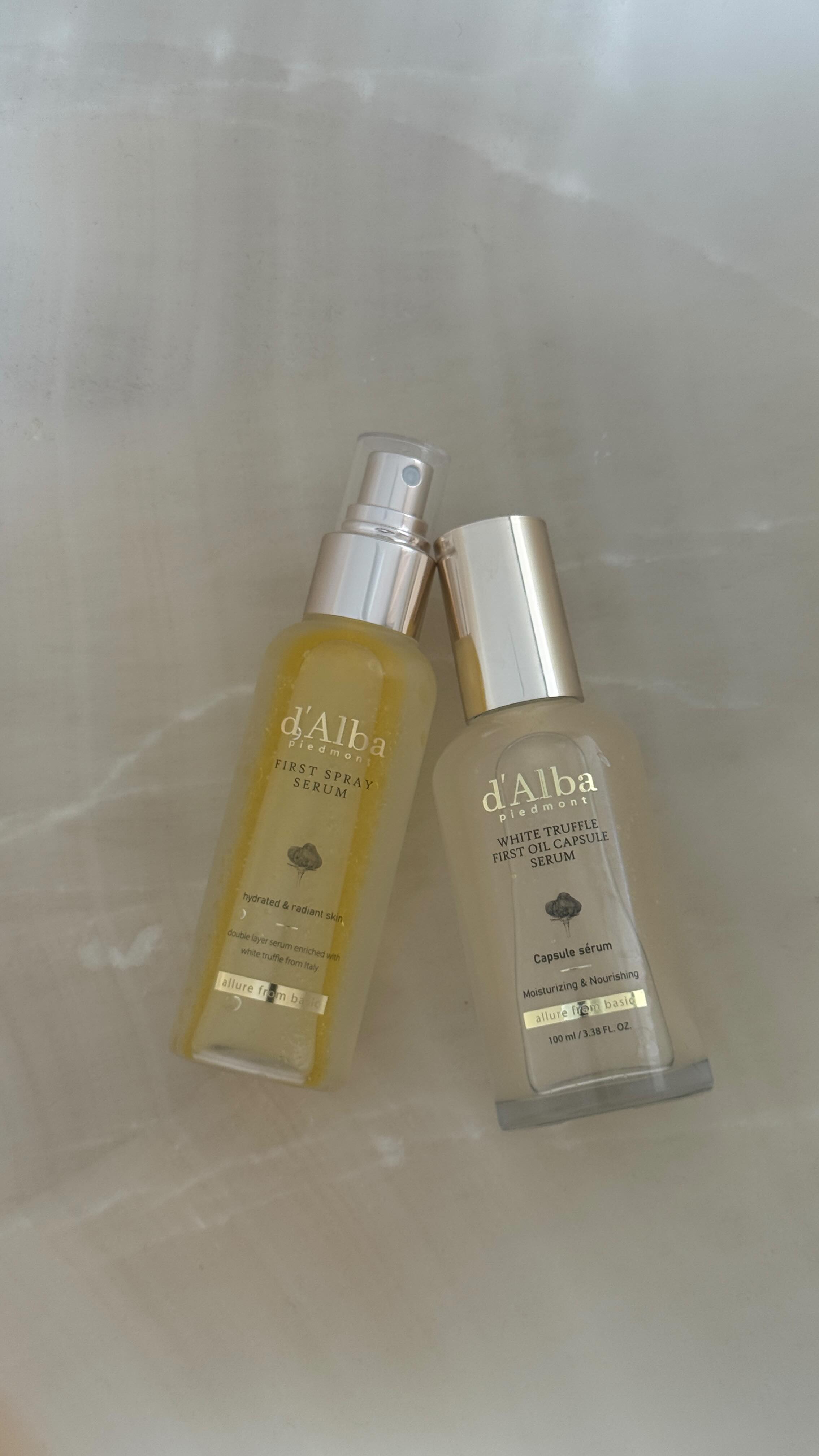 Instagram post by @sandralenasilverman for dalbaglobal. Caption reads: Currently loving the glow from @dalba_global 🫧....