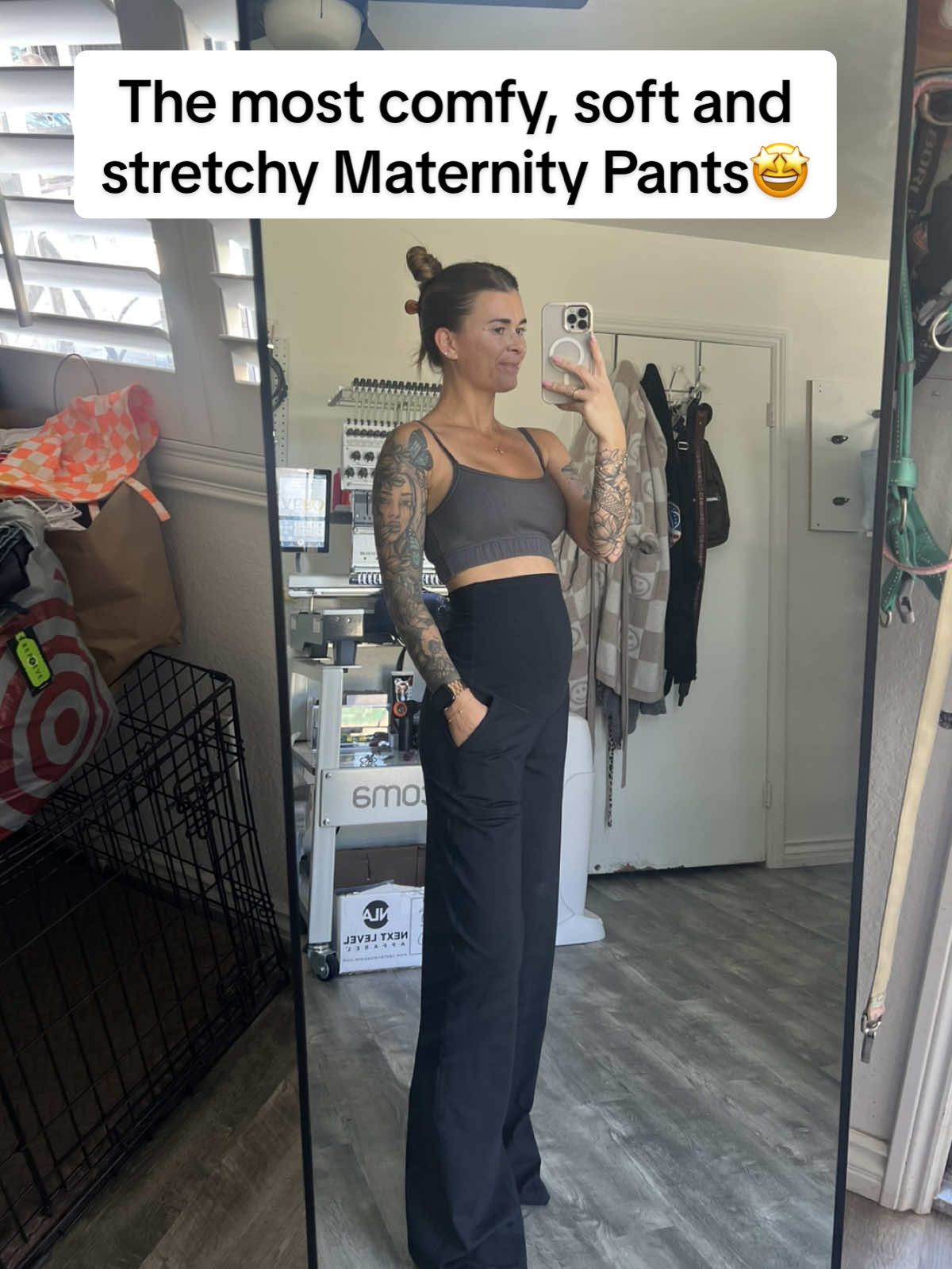 TikTok post by @makala_steed for G4Free. Caption reads: [...] soft maternity pants..count me in🫶🏻....