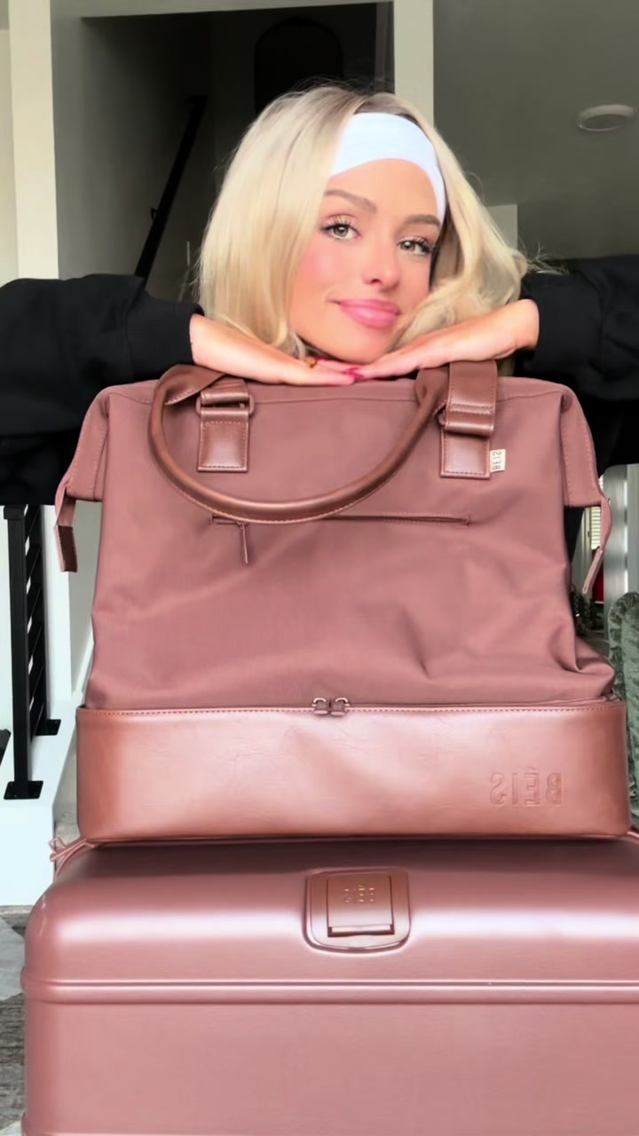 TikTok post by @miranda__hope for BÉIS Travel. Caption reads: besties💁🏼‍♀️🧳 @BÉIS #beispartner .