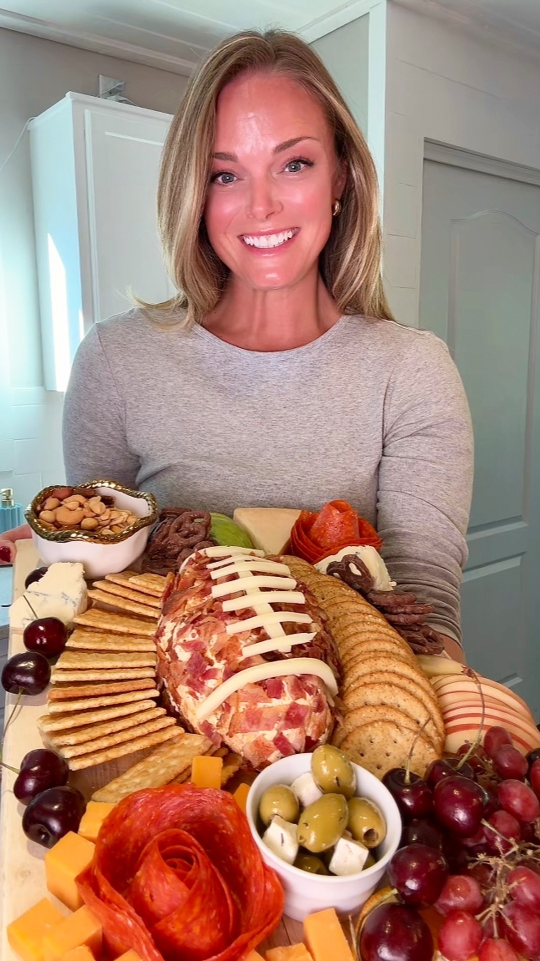 Instagram post by @ejscookin for Taste of Home. Caption reads: This cheese ball is way too good to sit on the....
