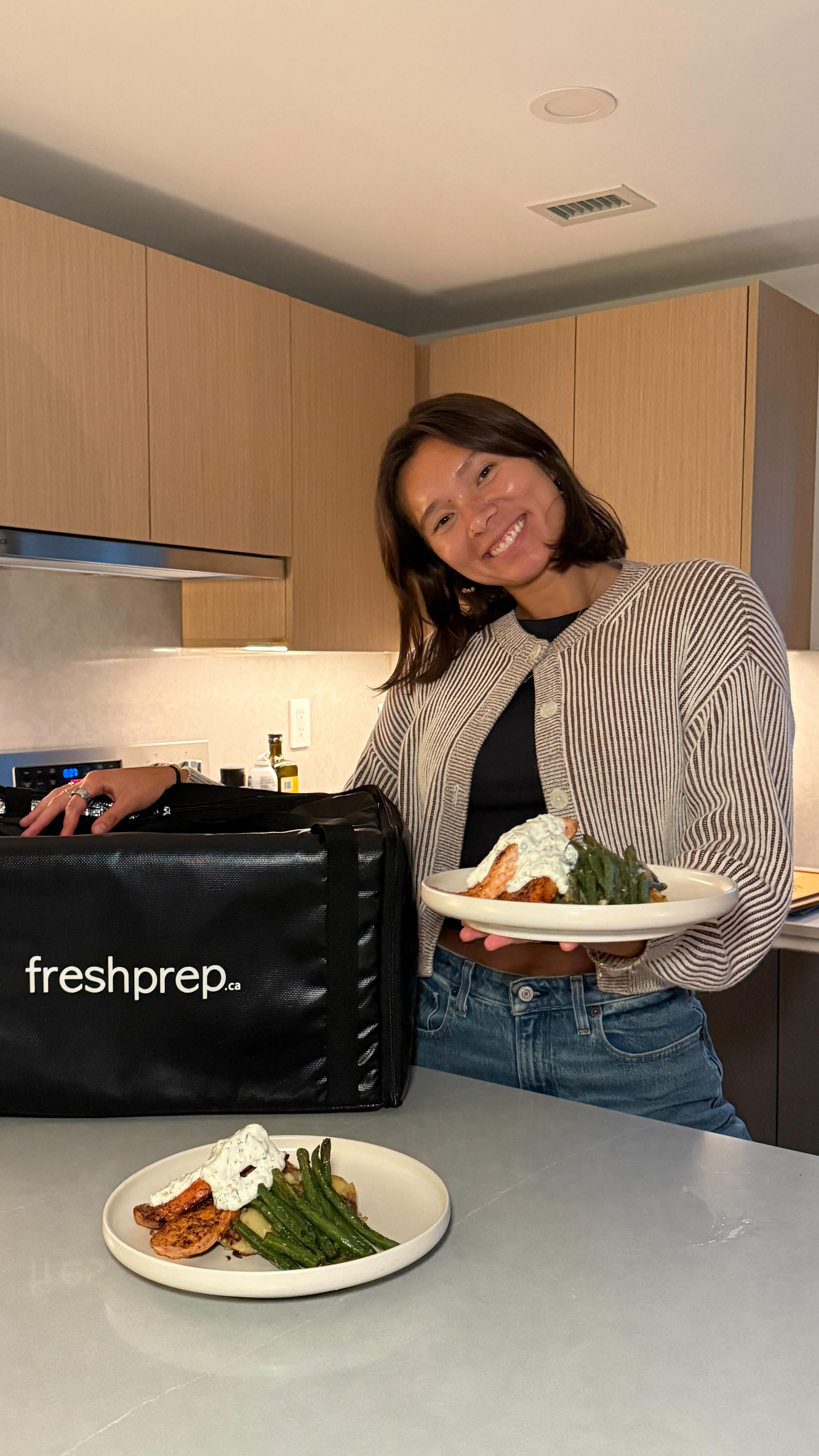 Instagram post by @savlovesrunning for Fresh Prep. Caption reads: [...] and eating more meals at home and....