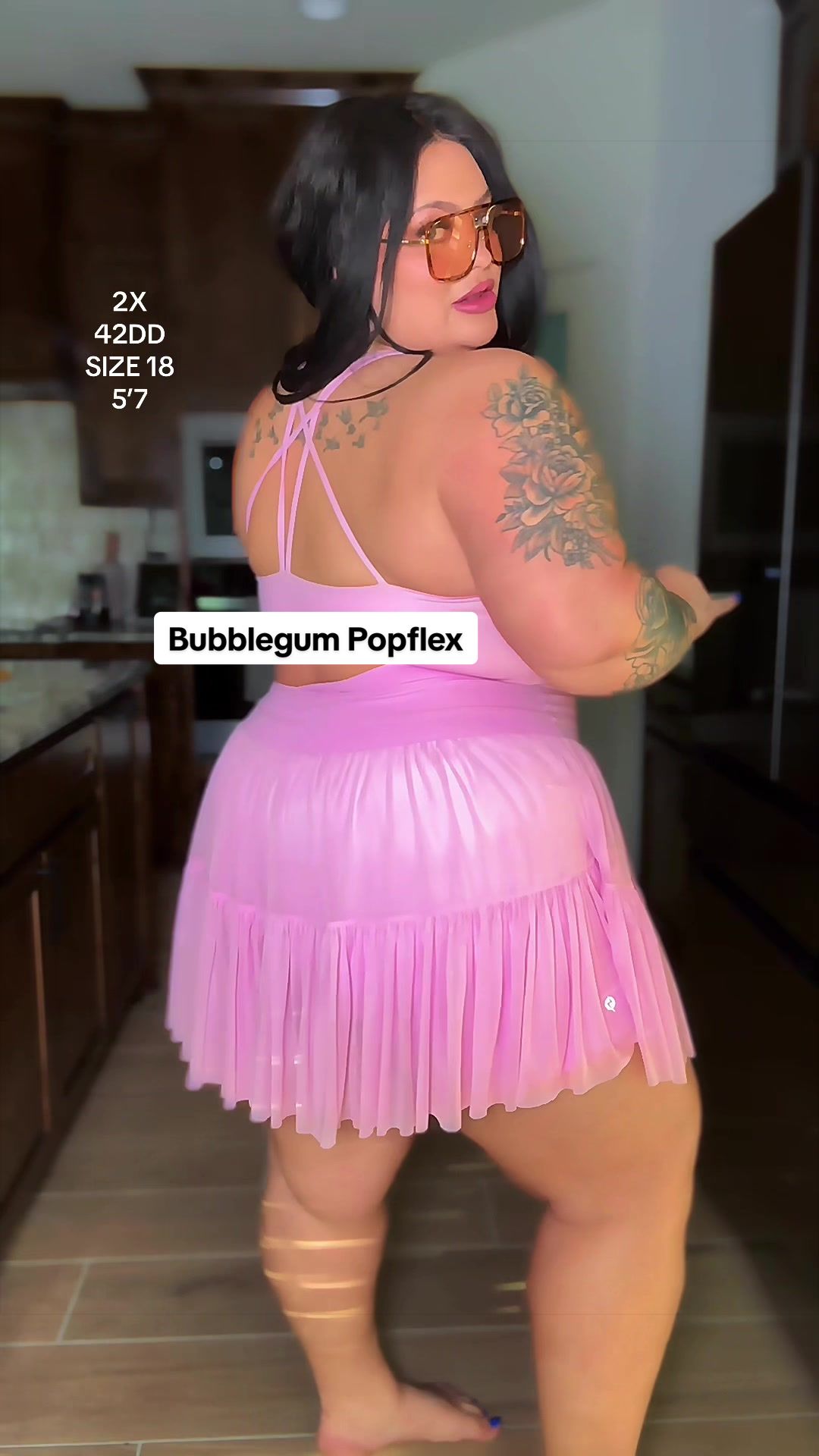 TikTok post by an influencer for POPFLEX Active. Caption reads: 💕🌸🌷🩰🩷@POPFLEX Active #popflex #activewear....