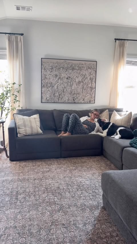 Instagram post by @sierralmiller for Rugs USA. Caption reads: [...] Blend rug in brown, size 9x12 . . . . .....