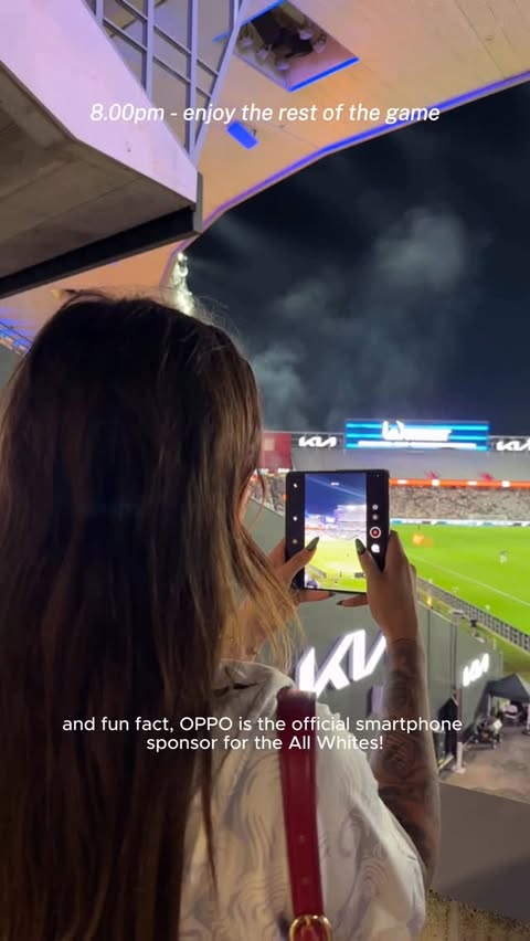 Instagram post by @karveyyyy for OPPO. Caption reads: [...] game! ⚽️So cool to be in Auckland with....