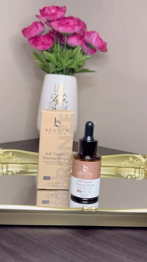 Instagram post by @luxury_leathers13 for Beauty By Earth. Caption reads: Beauty By Earth Self Tanner Drops ☀️🙎🏽‍♀️ I’ve....