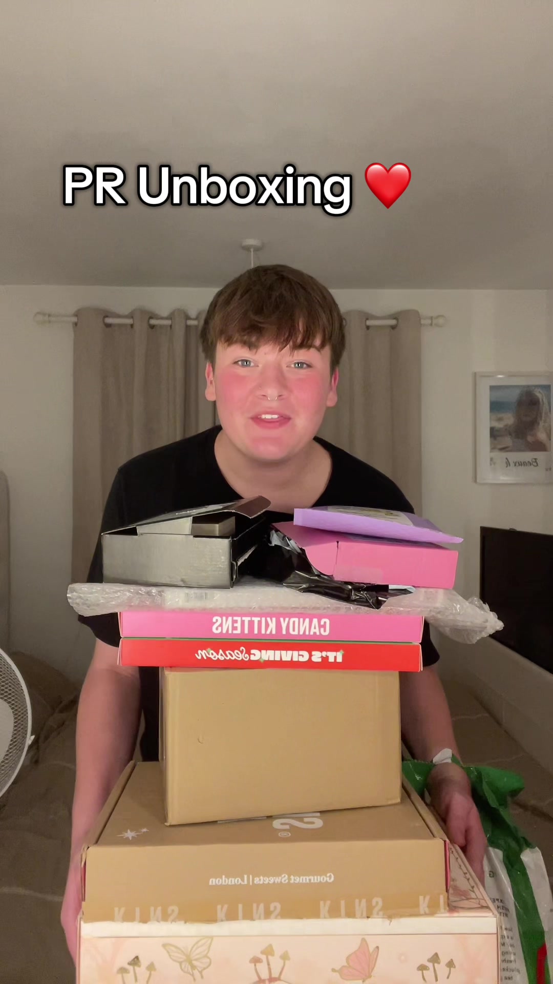 TikTok post by @beauxkofficial for UNICORN COSMETICS. Caption reads: PR unboxing 💕#beauxk #fyp #pr #makeup #xybca....