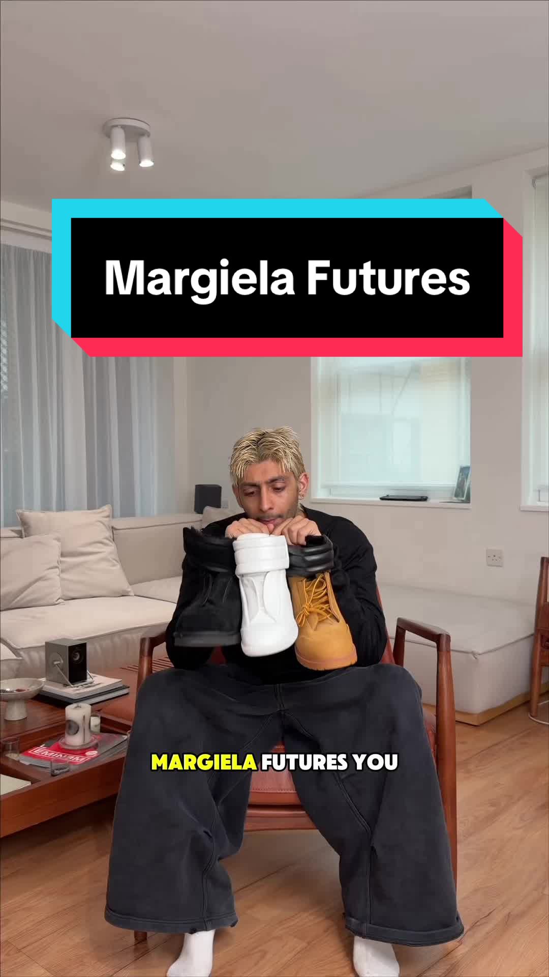 TikTok post by @yungalyy for Maison Margiela. Caption reads: Margiela future’s - are they worth it? @Maison....