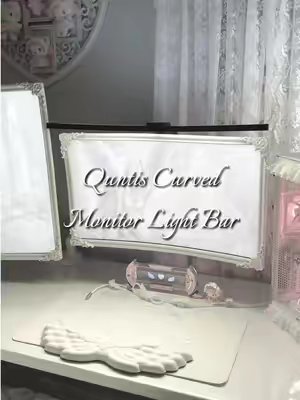 TikTok post by @cqtbree for Quntis. Caption reads: [...] light bar for ultra wide monitors!! @Quntis....