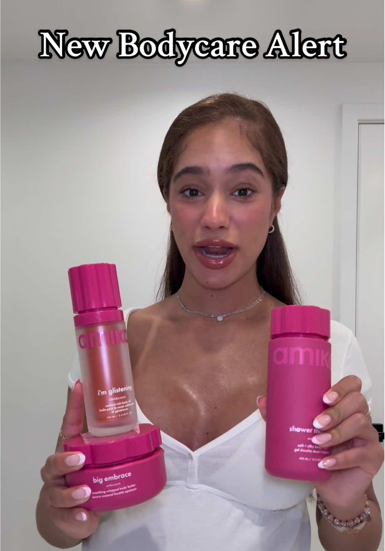 TikTok post by @lalatheislandgal for Amika. Caption reads: My new fav body care combo from @amika @sephora....