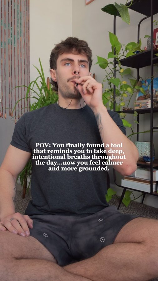 Instagram post by @trevorcarroll for Komuso Design. Caption reads: #ad I love my Shift breathing necklace from Komuso....