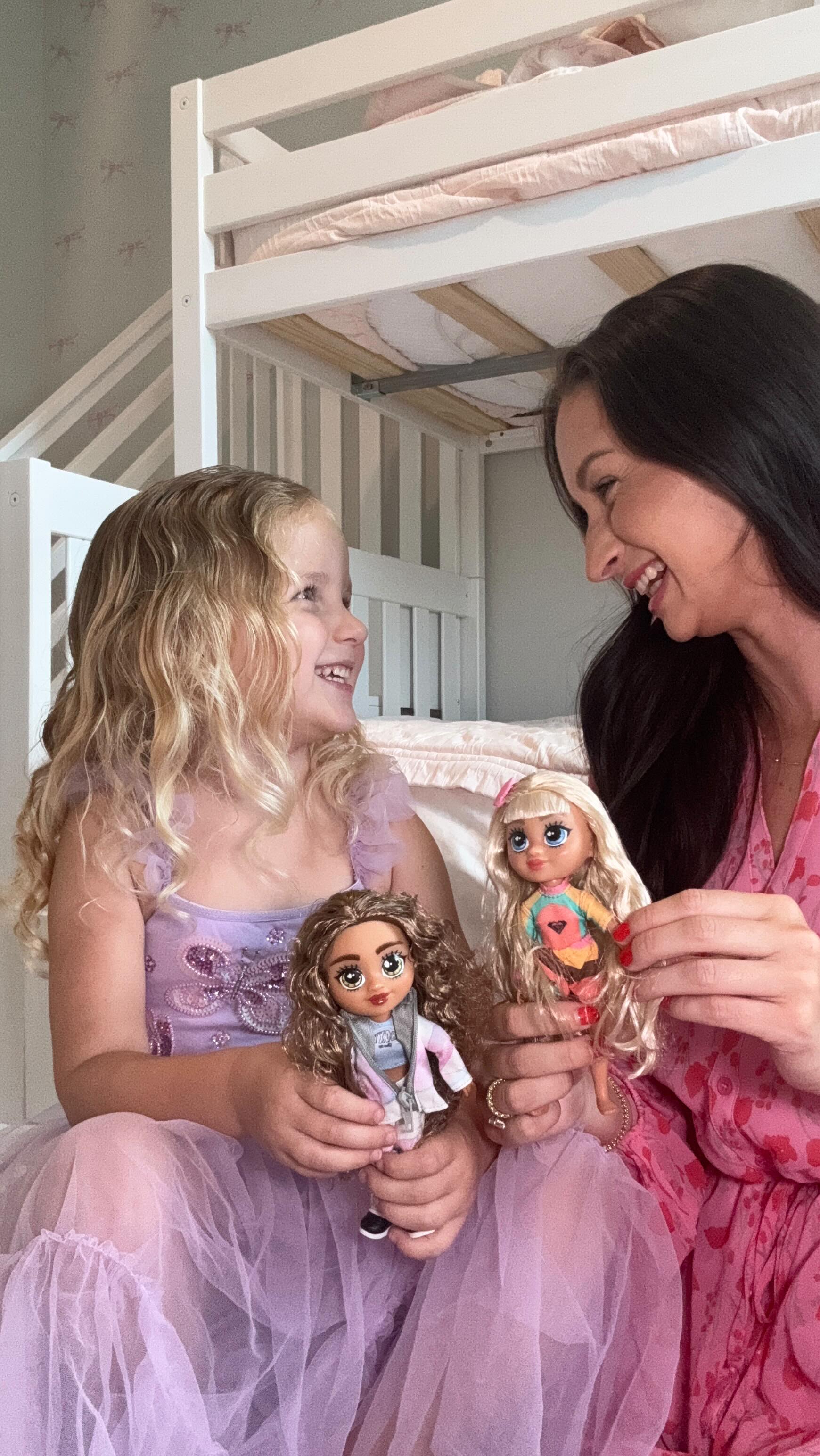 Instagram post by @oxleyfamily for JAKKS Pacific. Caption reads: These Roxy dolls by @jakkspacific.toys were the....